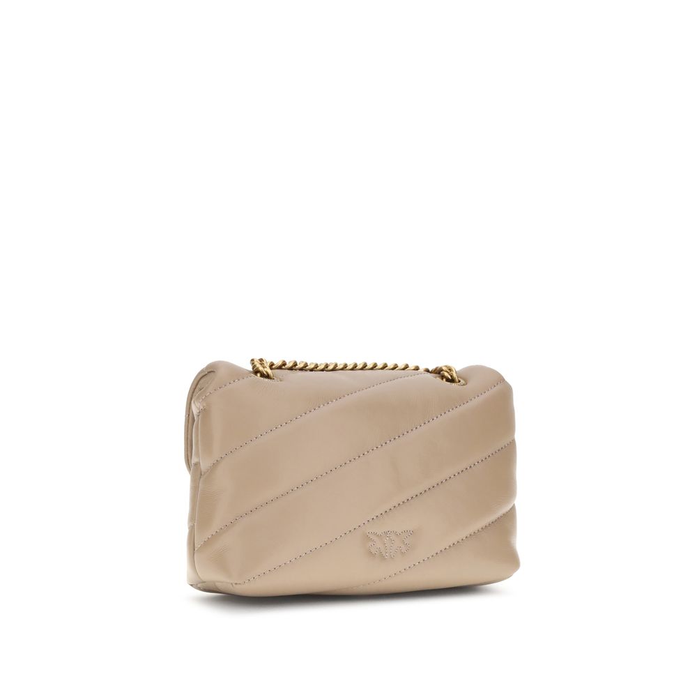 PINKO Beige Calf Leather Bos Taurus Shoulder Bag